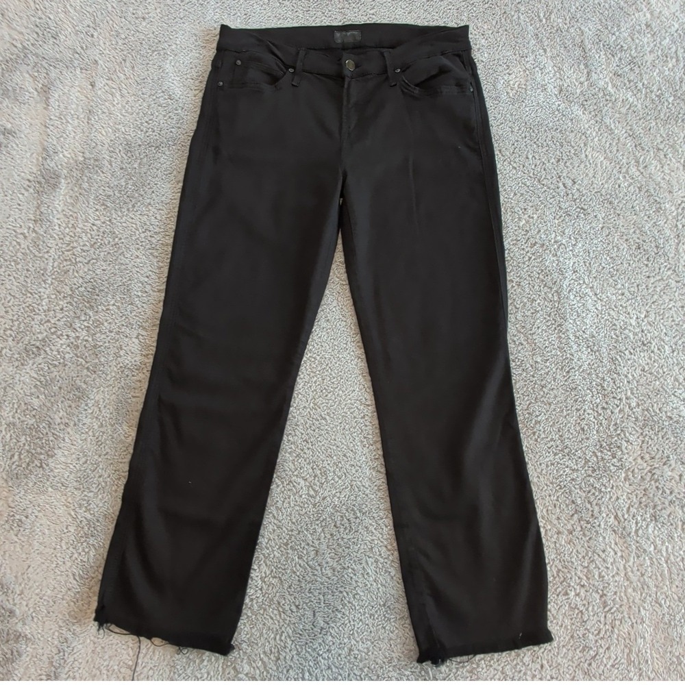 Mother The Rascal Fray Jeans Womens 29 Black Raw Hem Mid-Rise Made In USA